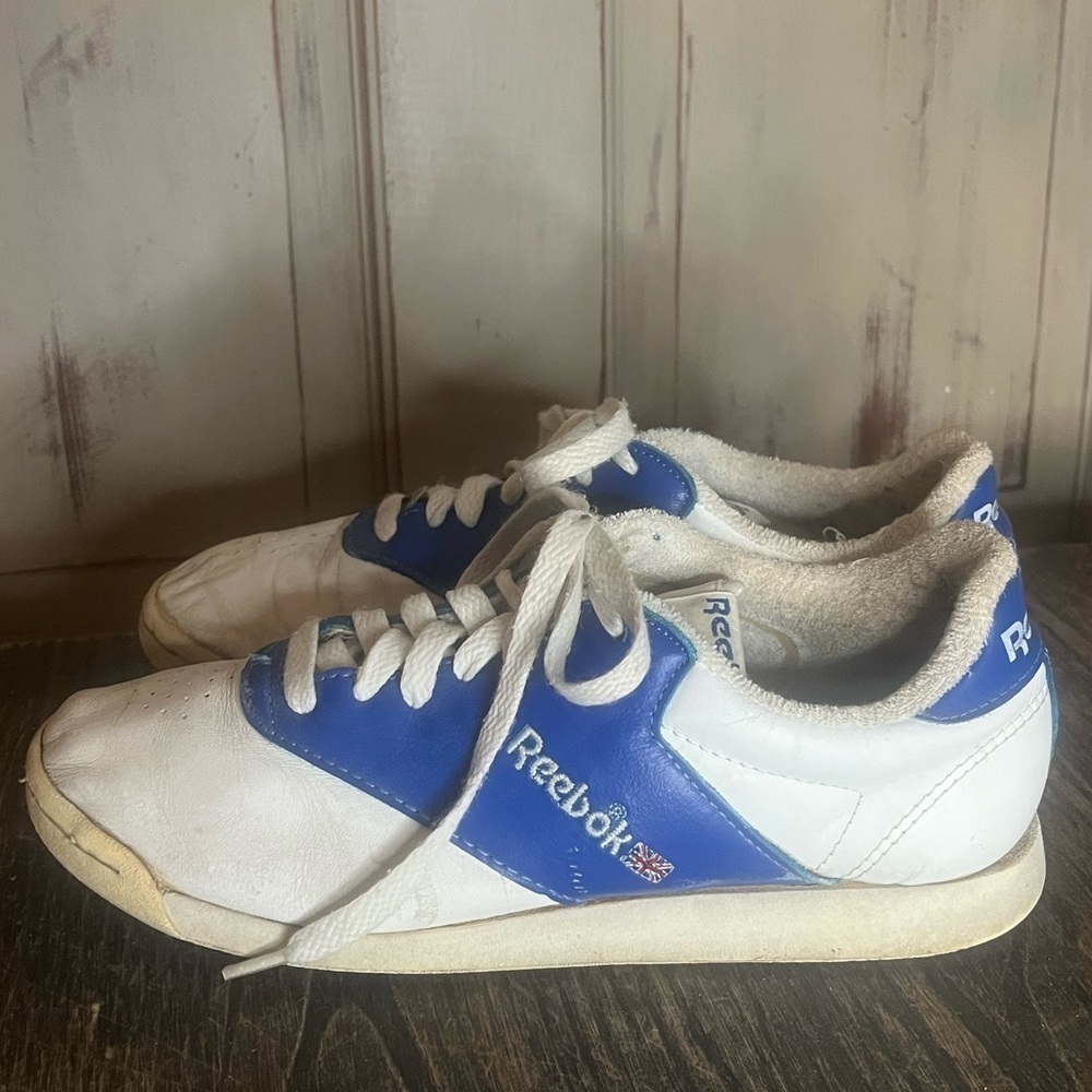 Vintage Womens Reebok blue white classic 80s 90 Leather Saddle Oxford Sneaker 6